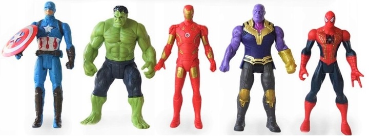 AVENGERS ZESTAW FIGURKI 5 FIGUREK AMERYKA SPIDERMAN BATMAN HULK IRON 2165