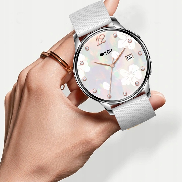 SMARTWATCH ZEGAREK DAMSKI POLSKIE MENU WIELOFUNKCYJNY 300mAh AMOLED 2 PASKI
