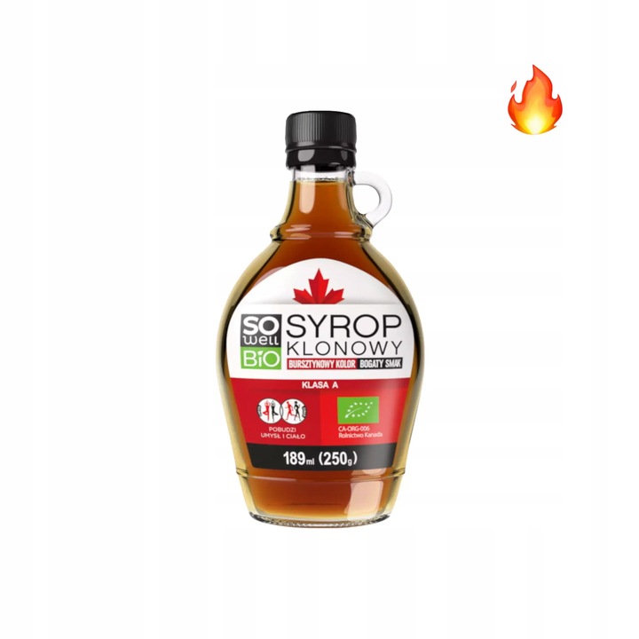 Syrop klonowy Bio bursztynowy klasa A 189ml (250g) SoWell