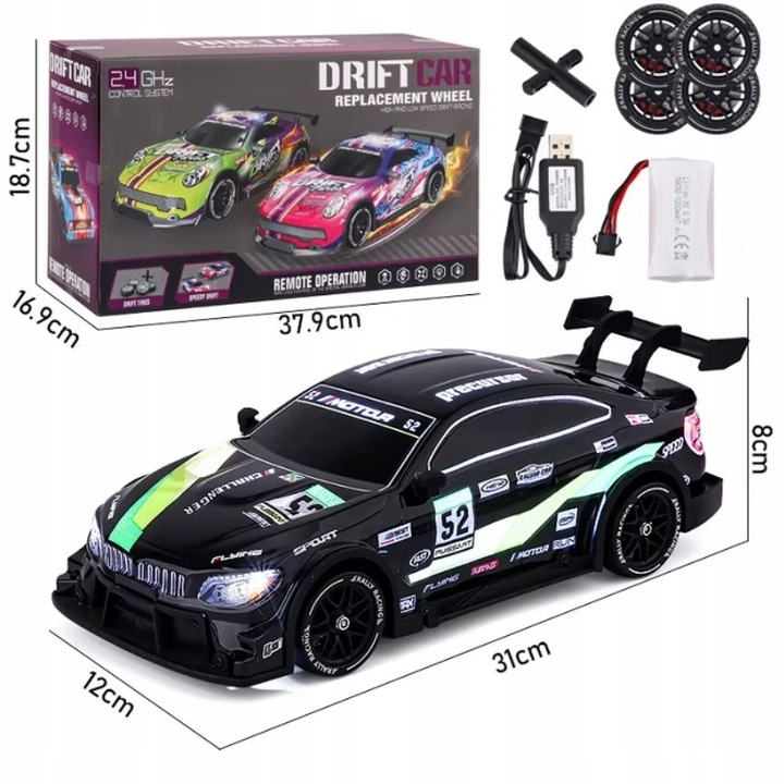 Samochód Zdalnie Sterowany RC Drift Duży 4x4 Auto na Pilot do Driftu LED