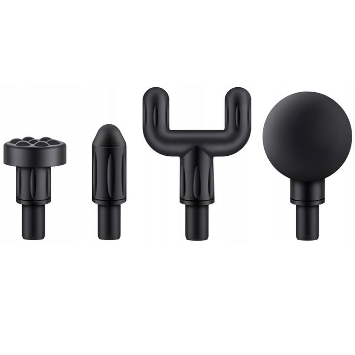 PISTOLET DO MASAŻU 4w1 MASAŻER CZYNNY DO CIAŁA Z LED I 4 KOŃCÓWKAMI CZARNY