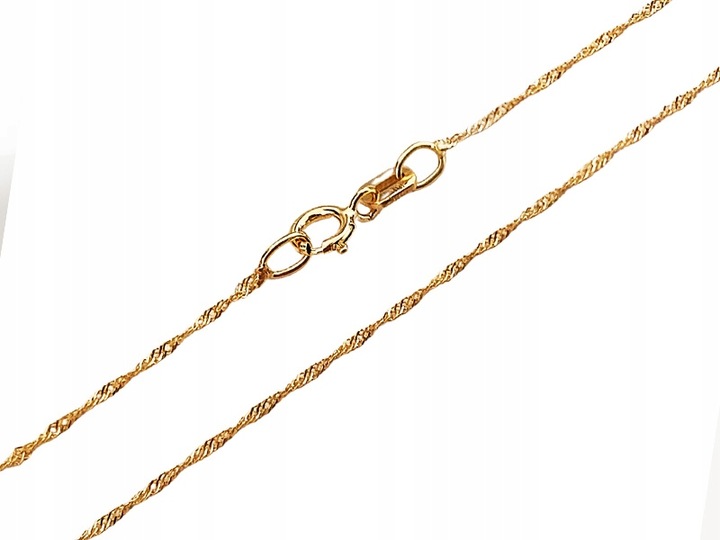 Złoty łańcuszek 585 singapur klasyczny błyszczący wzór na prezent 50cm 14kt