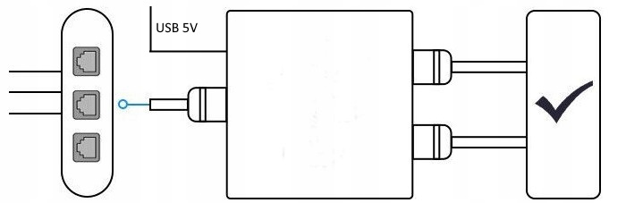 Adapter rozdzielacz mini Switch splitter LAN Ethernet RJ45 2xRJ45 1000M 1GB