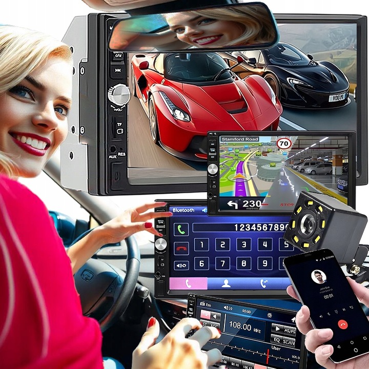 RADIO SAMOCHODOWE BLUETOOTH 2DIN 7 CALI Auta Samochodu KAMERA COFANIA
