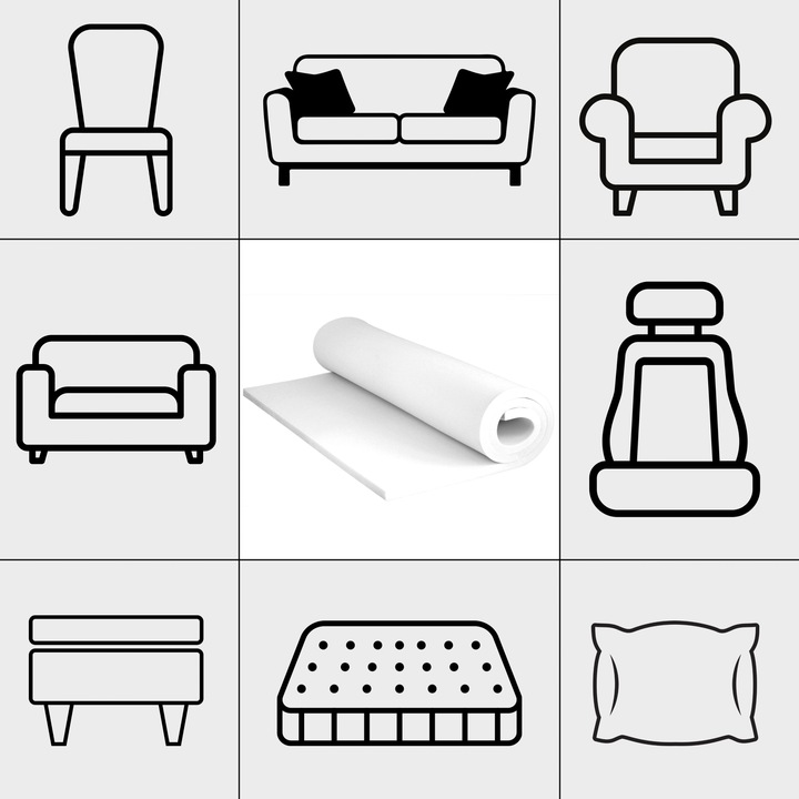 PIANKA TAPICERSKA GĄBKA MEBLOWA SOFA KANAPA FOTEL MATERAC T25 200x60x10 CM