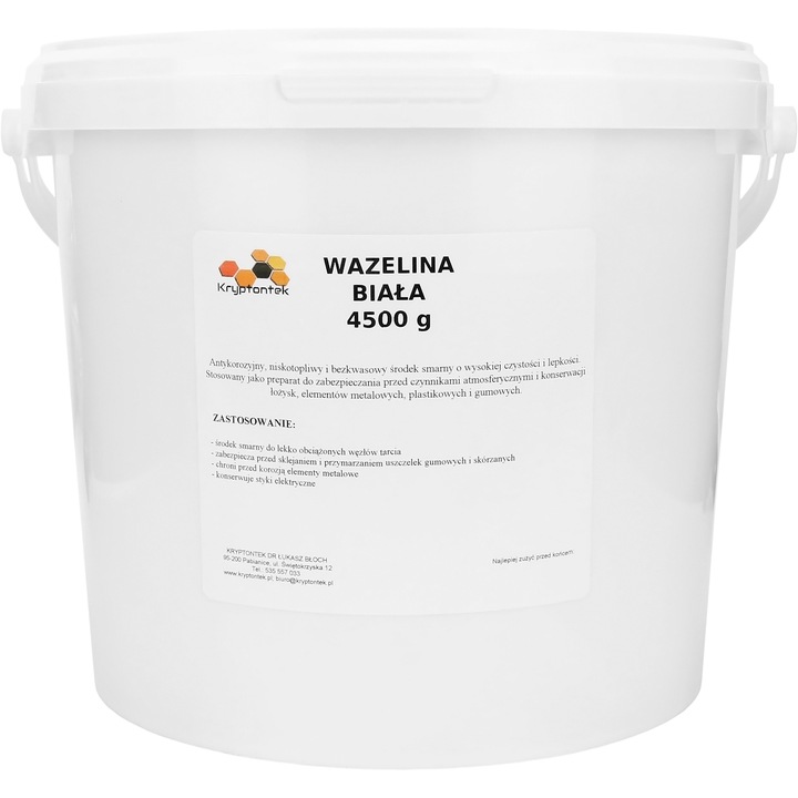 WAZELINA TECHNICZNA BIAŁA SMAROWANIE USZCZELEK BEZKWASOWA NISKOTOPLIW 4,5kg
