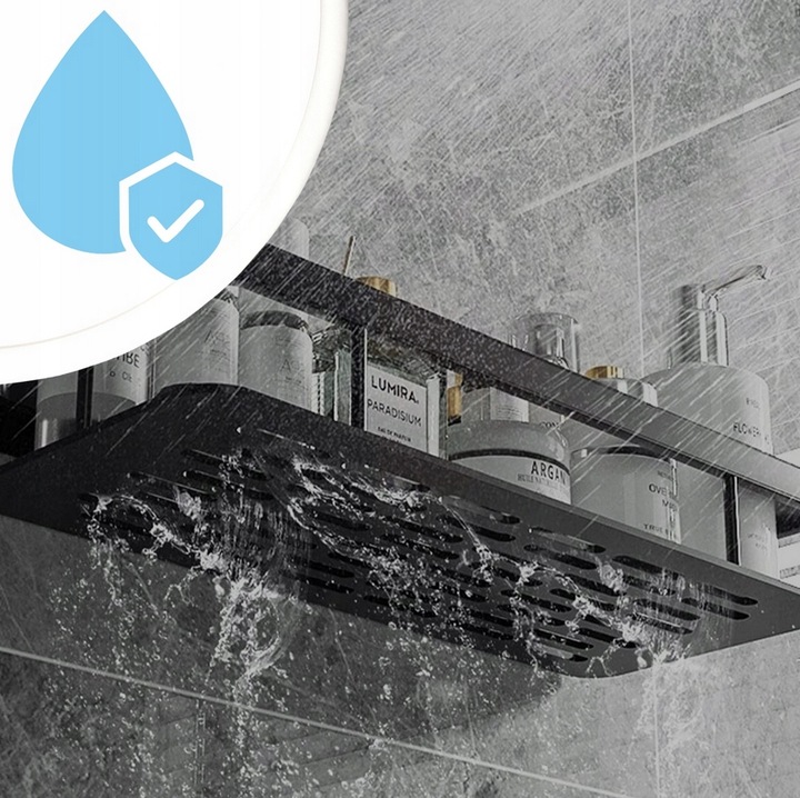 ZESTAW 2 SZT PÓŁKA ŁAZIENKOWA WISZĄCA METALOWA SAMOPRZYLEPNA CZARNA LOFT