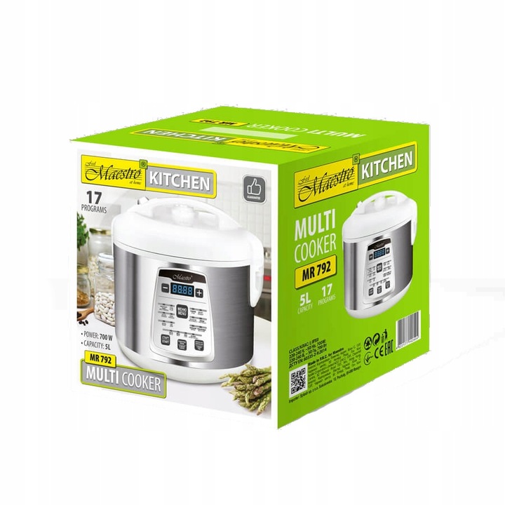 Multicooker, Garnek Elektryczny Maestro 5 l, 17 programów