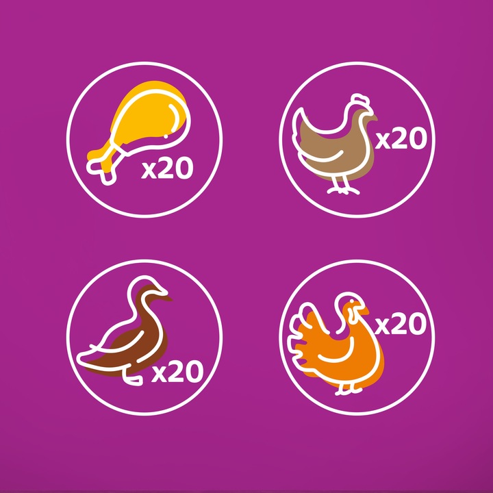 WHISKAS mokra karma dla kota kurczak indyk drób kaczka w galaretce 80x85 g