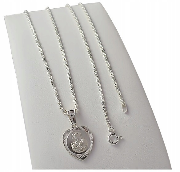 Łańcuszek Srebrny Damski Corda z Medalikiem Serduszko pr 925 Grawer Gratis