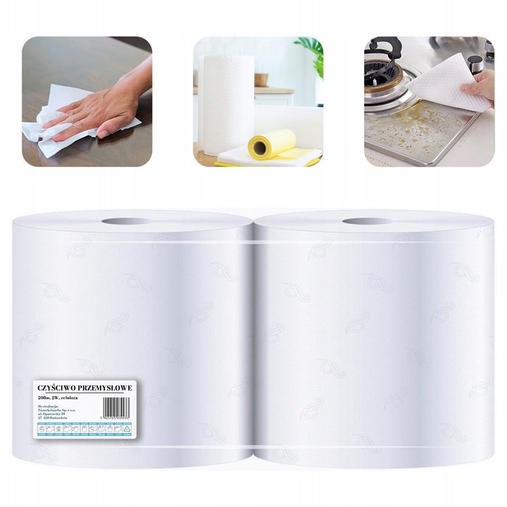 CZYŚCIWO przemysłowe DUŻY RĘCZNIK PAPIEROWY 2W celuloza rolka 2 sztuki 200m