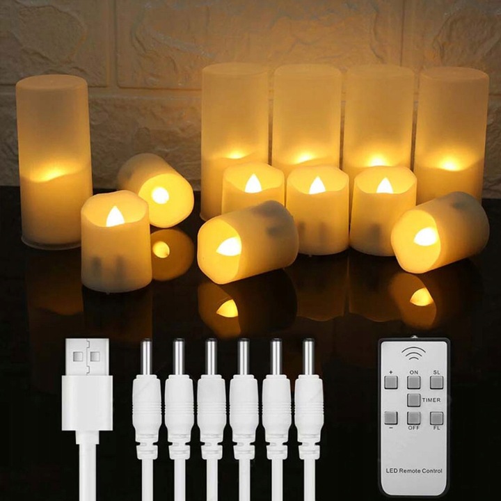 ZESTAW 6 ŚWIEC LED ŁADOWANE Z FUNKCJĄ TIMERA NA BOŻE NARODZENIE I HALLOWEEN