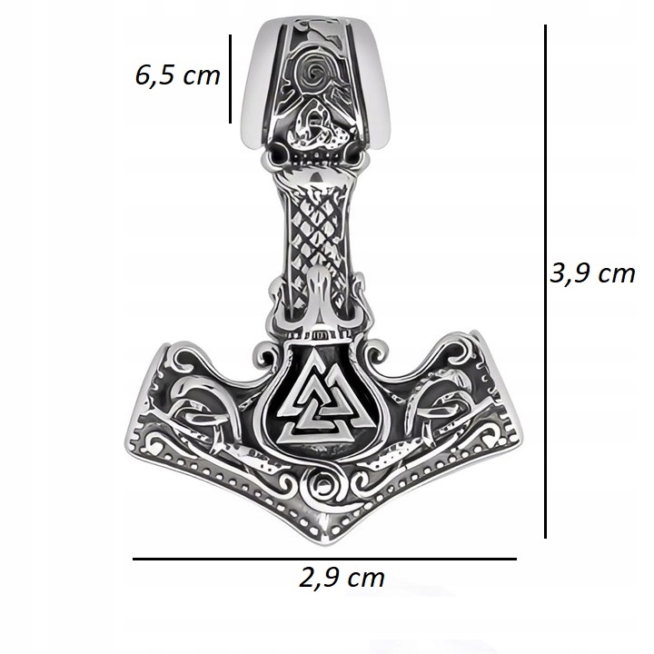 SREBRNA DUŻA MĘSKA ZAWIESZKA WISIOREK MŁOT THORA SREBRO PR. 925 NA PREZENT