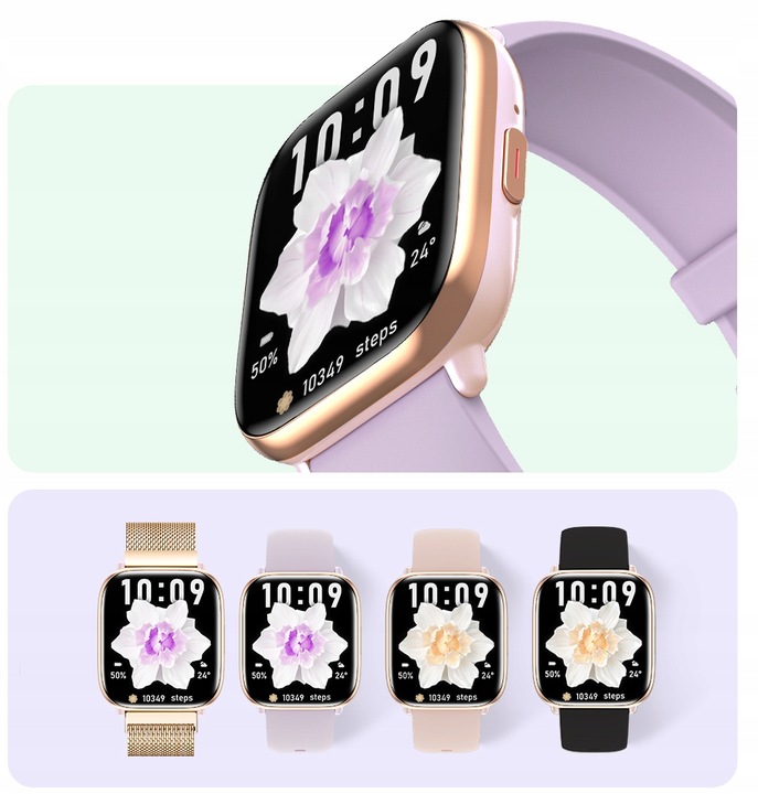 SMARTWATCH ZEGAREK DAMSKI POLSKIE MENU ROZMOWY SPORT AMOLED 4 PASKI