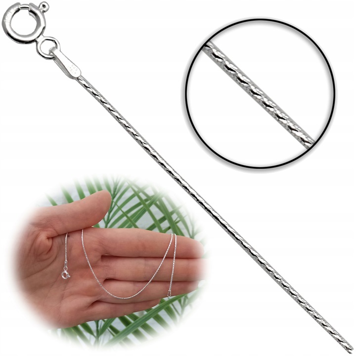 Łańcuszek srebrny DAMSKI ŻMIJKA linka diamentowana 45cm 0.9mm 925