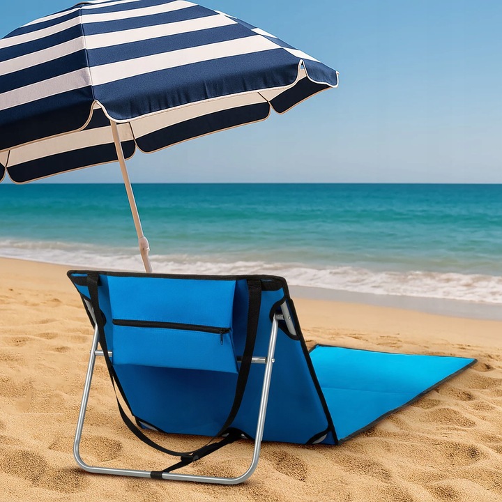 MATA PLAŻOWA Z OPARCIEM REGULOWANY LEŻAK PLAŻOWY SKŁADANY OUTTEC