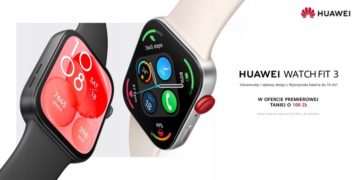 Smartwatch HUAWEI Watch Fit 3 Czarny