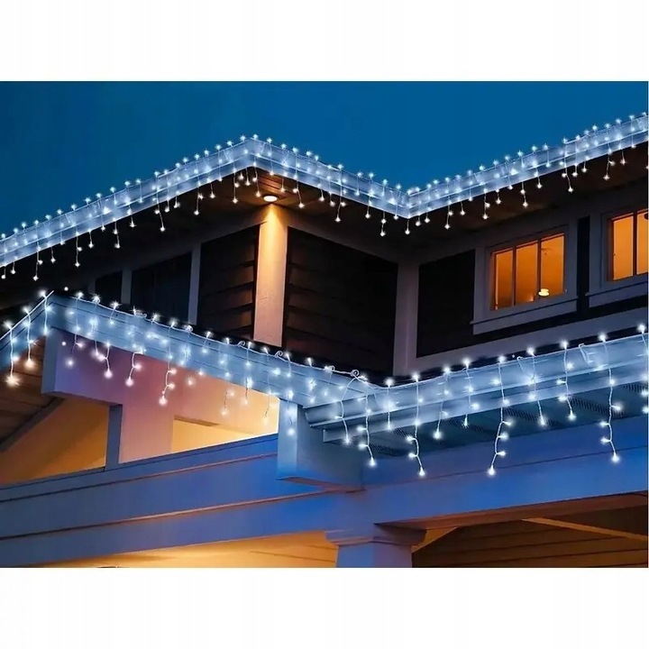 SOPLE LED 300 Zimny Biały+FLASH 14m Kurtyna Świetlna Lampki Zewnętrzne IP44