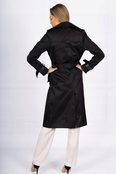 Płaszcz trencz prochowiec czarny długi s-2xl na wiosnę