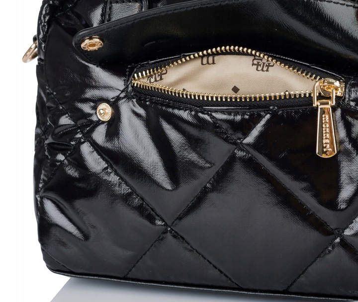 Torebka Damska Listonoszka MONNARI Pojemna KUFEREK Pikowana Lakierowana