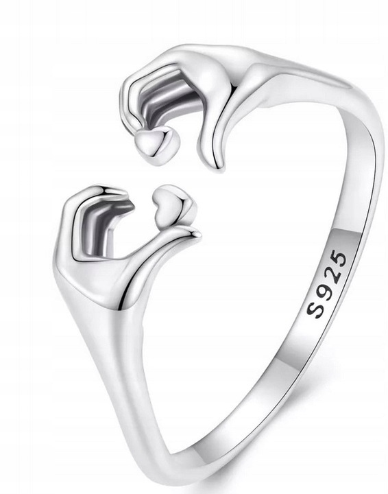 Pierścionek srebro DŁONIE regulowany s925 +pudełko