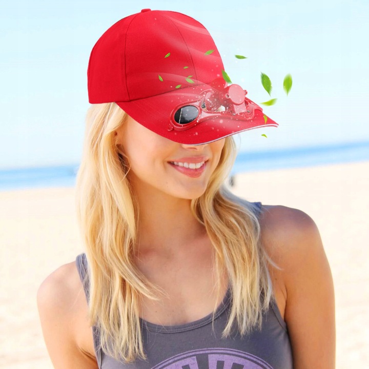 CZAPKA Z DASZKIEM Z WIATRACZKIEM SOLARNYM CHŁODZĄCA ZASILANA SŁOŃCEM