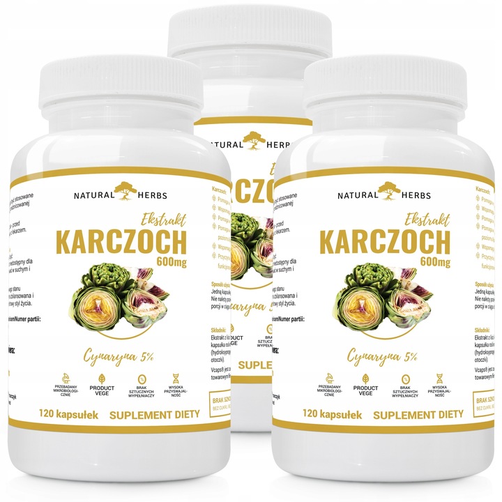 Karczoch Ekstrakt 600mg 5% Cynarin WEGE 2x120 kaps