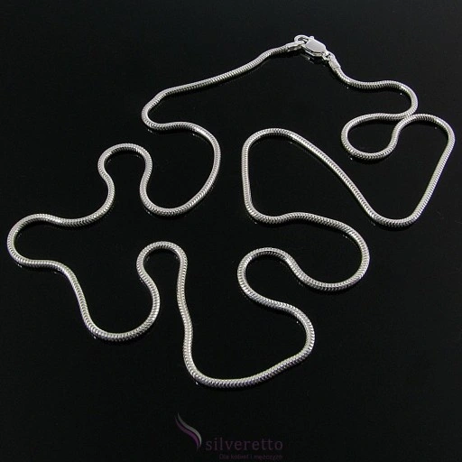 Długi srebrny łańcuszek żmijka okrągła snake 70 cm