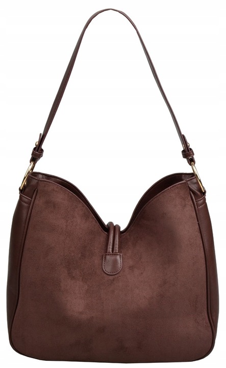 BESTINI torebka damska worek ZAMSZOWY czekolada A4