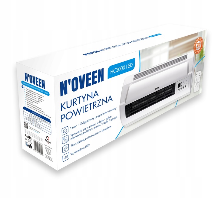 Kurtyna powietrzna N'oveen HC2000 2000 W GRZEJNIK ŚCIENNY NOVEEN