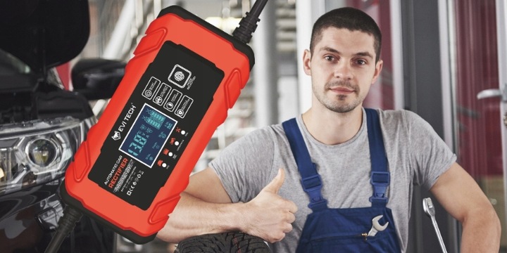 Prostownik do akumulatorów samochodowy 12V 24V AUTOMATYCZNY funkcja NAPRAWY