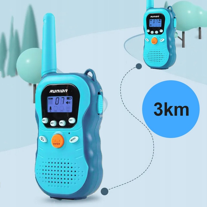 WALKIE TALKIE KRÓTKOFALÓWKI dla dzieci DUŻY ZASIĘG 3km LCD ZESTAW Łoki Toki