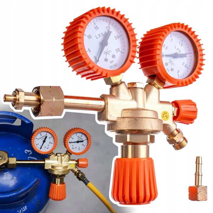 Reduktor Butlowy Propan Butan do Gazu LPG 2x Manometr Długa Rurka Dolotowa