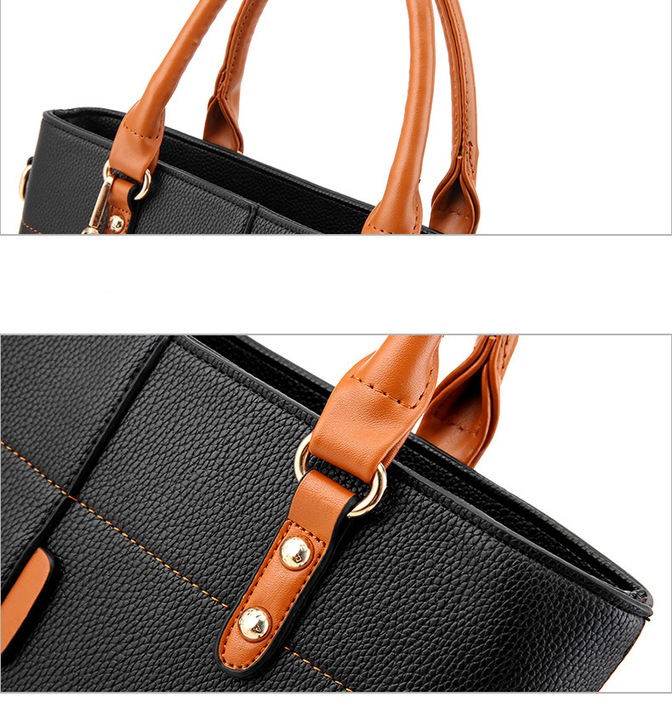 TOREBKA DAMSKA KUFEREK CZARNY z brąz DO RĘKI NA RAMIĘ LISTONOSZKA