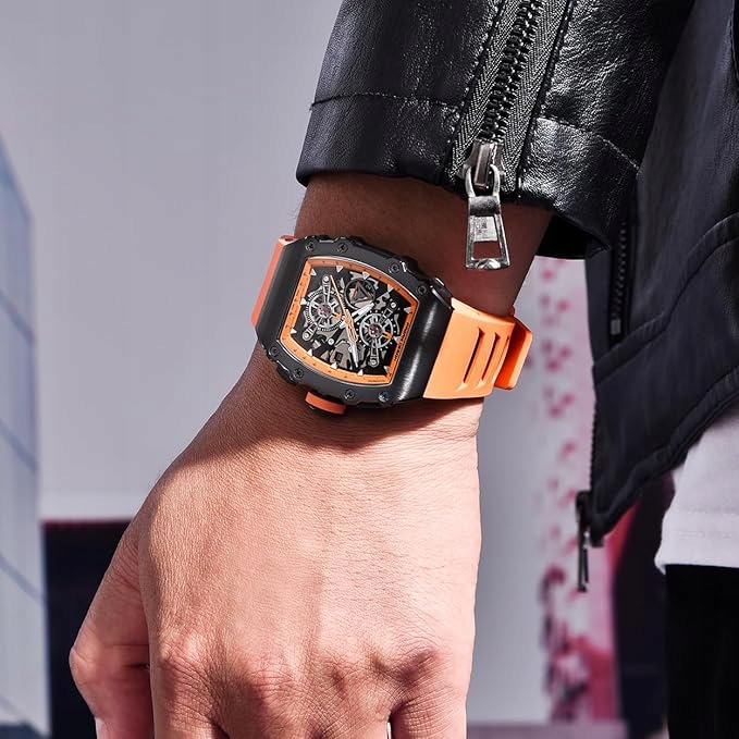 ZEGAREK MĘSKI PAGANI POMARAŃCZOWY KWARC SZKŁO SZAFIROWE ANALOGOWY PD-YS011