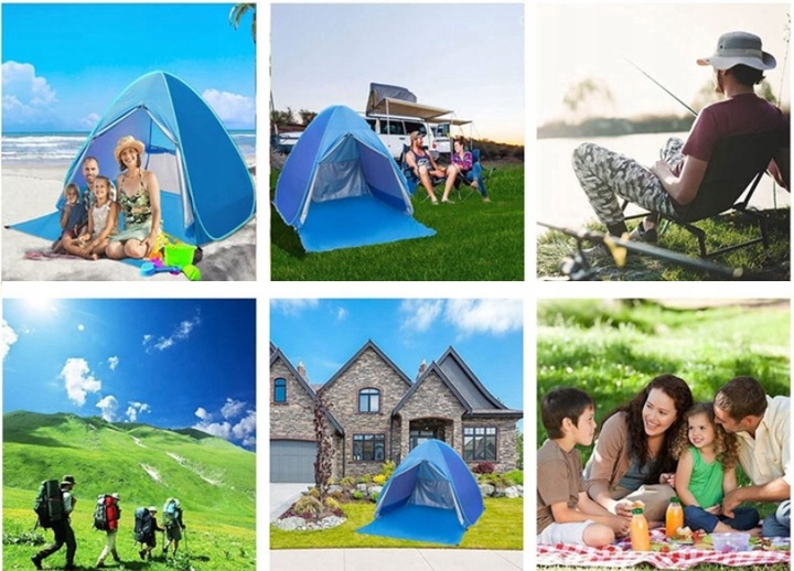 NAMIOT PLAŻOWY SAMOROZKŁADAJĄCY KEMPINGOWY WODOODPORNY OCHRONA SŁONECZNA