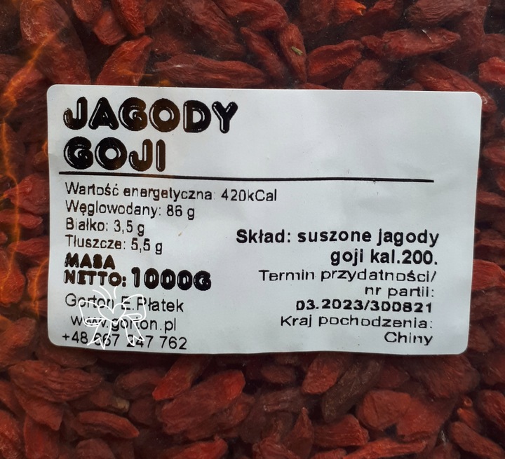 Jagody goji suszone 1kg Pan zdrówko