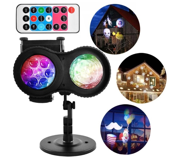 PROJEKTOR ŚWIĄTECZNY LED ŚNIEG NA PILOT LASEROWY REFLEKTOR RZUTNIK NA DOM