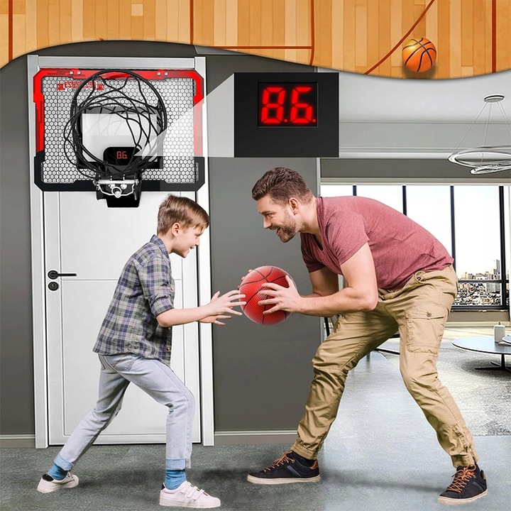 Koszykówka dla dzieci INTERAKTYWNA TABLICA LICZNIK DŹWIĘK ŚWIATŁA kosz gry
