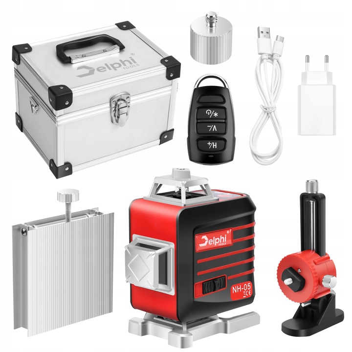 LASER KRZYŻOWY 16 LINII POZIOMICA LASEROWA 360 SAMOPOZIOMUJĄCA 4D WALIZKA