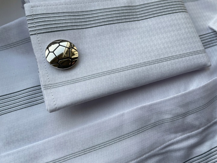 Modne eleganckie spinki do mankietów EXC Srebrna Piłka chromowane