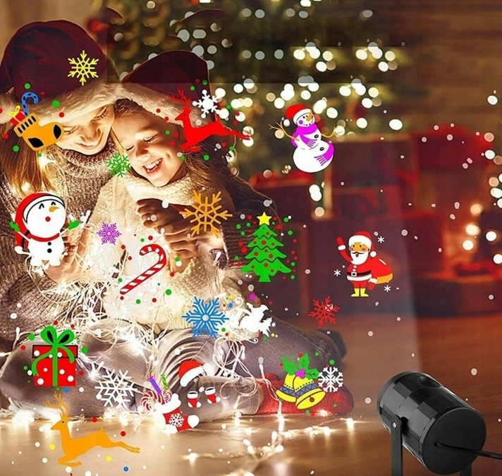 PROJEKTOR LED ŚNIEG ŚWIĄTECZNY LASEROWY REFLEKTOR RZUTNIK ŚNIEG MIKOŁAJ