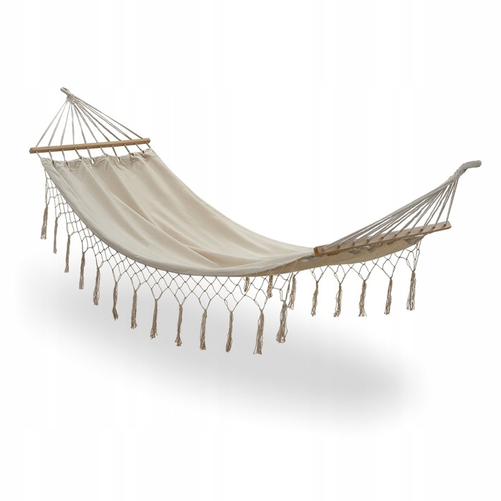 HAMAK Ogrodowy Beżowy 2 liny z POKROWCEM Zawieszenia Tadar Boho 300cm