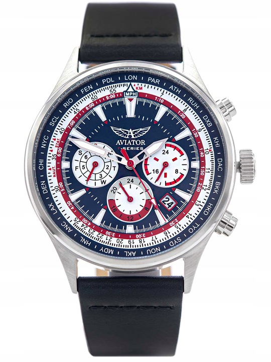 MĘSKI ZEGAREK AVIATOR AVW85192G436 F-SERIES DUAL-TIME ELEGANCKI NA PASKU