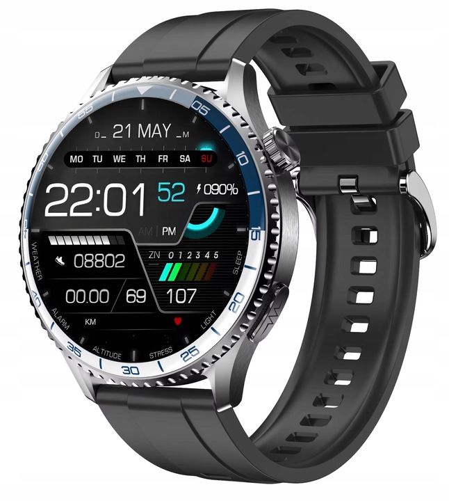 ZEGAREK SMARTWATCH EKG LATARKA AMOLED POMIAR GLUKOZY CIŚNIENIOMIERZ HRV