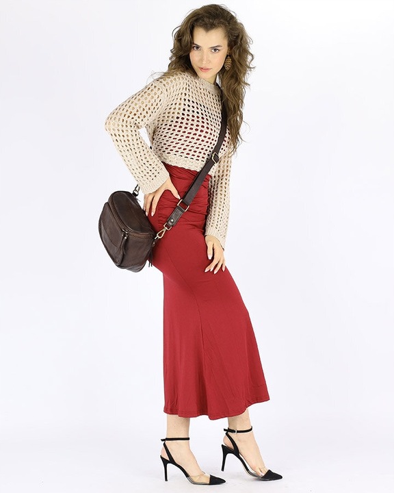 Torebka LISTONOSZKA damska SKÓRZANA szeroki pasek