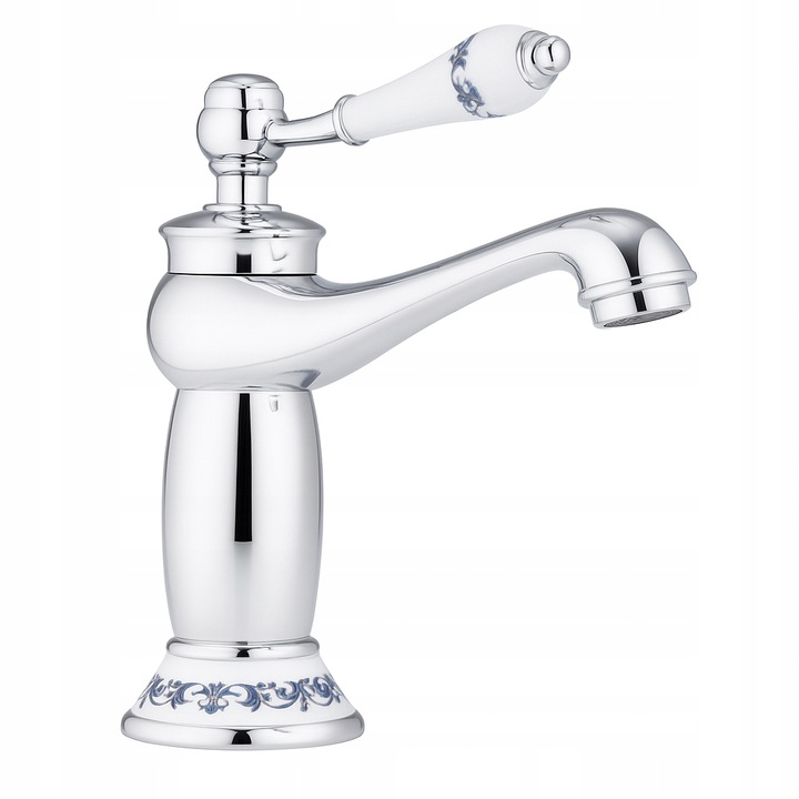 Bateria umywalkowa stojąca retro chrom łazienkowa srebrna kran YOKA HOME