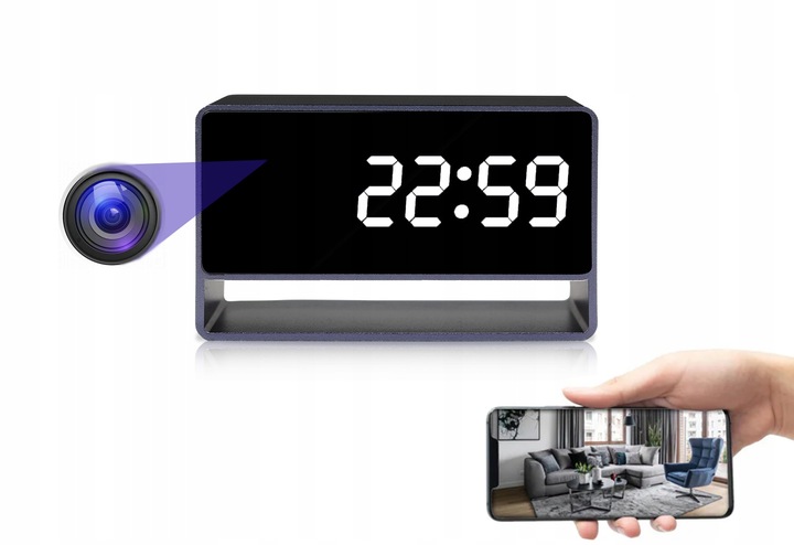 UKRYTA KAMERA ZEGAR WIFI PODGLĄD NA ŻYWO DETEKCJA NAGRYWANIE W NOCY MK203