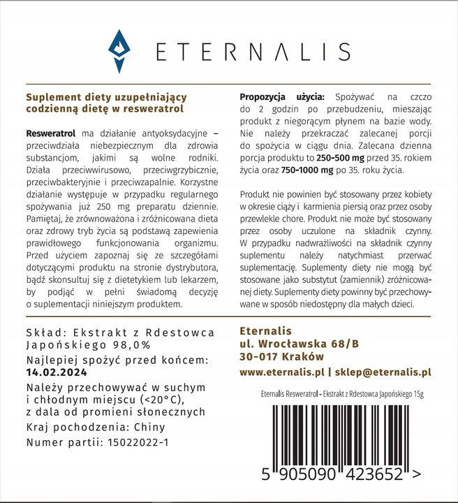 Resweratrol Resveratrol Rdest Japoński 15g proszek