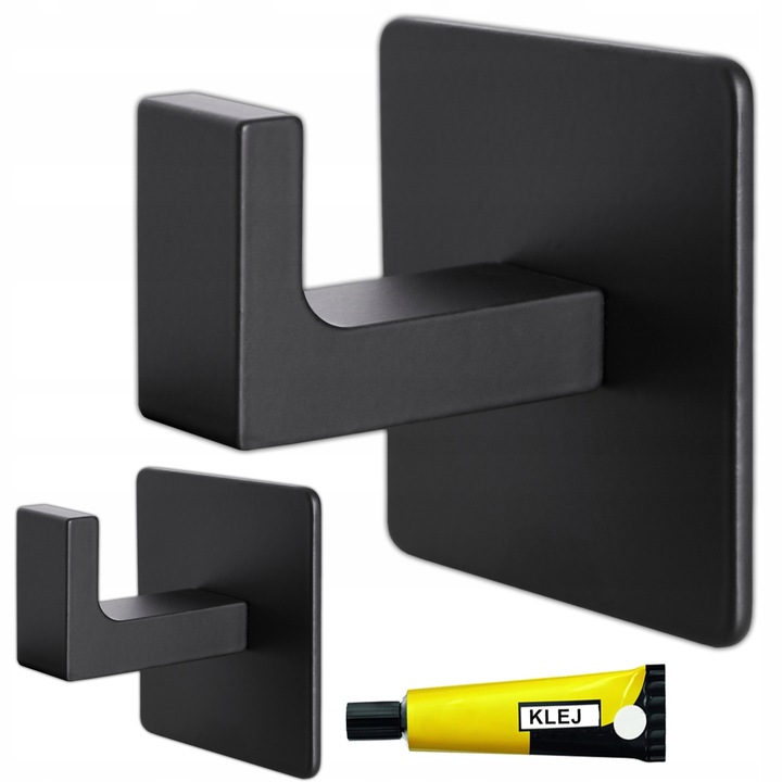 2x WIESZAK ŁAZIENKOWY KUCHENNY NA RĘCZNIKI CZARNY LOFT PRZYKLEJANY NA KLEJ